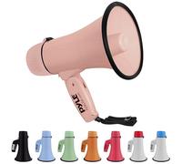 Pyle PMPRA213PK Lightweight and Portable Bullhorn Megaphone, Aux (3.5mm) Input for MP3/Music, Automatic Siren, 20-Watt, MIC/Talk (Pink) Unisex-Adult, Taille Unique