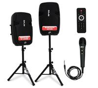 Pyle Système de Haut-Parleurs PA Portable sans Fil - 1800 Watts, Bluetooth, Kit Actif & Passif DJ, Subwoofer, AUX, Supports, Microphone, Télécommande
