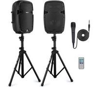 Pyle Kit Enceintes avec 2 Pieds, Enceinte Bluetooth Puissante,1000W, Haut Parleurs Actives et Passives, Montage de 35 mm, Lecteurs MP3/USB/SD/AUX, 2 Supports, Micro, Télécommande