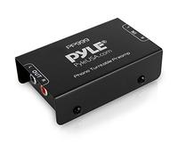 Pyle Préamplificateur Phono - Mini Préampli Audio Stéréo pour Phonographe avec Entrée RCA, Sortie RCA et Fonctionnement à Faible Bruit - Alimenté par Un Adaptateur 12V DC - Noir