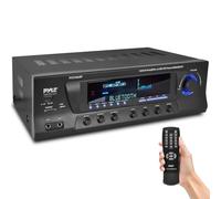 Pyle PT272AUBT Amplificateur de Puissance Audio Bluetooth sans Fil - Récepteur stéréo Compact à 4 canaux 300 W avec USB, AM FM, 2 micros in avec écho, RCA, LED, sélecteur de Haut-Parleur - pour