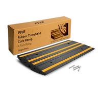Pyle Rampa de Bordillo en Caoutchouc de 1,2 m - Unité Antidérapante pour Entrées et Trottoirs, Imperméable de Qualité Marine, Bandes Réfléchissantes Jaunes, avec Vis d’Expansion