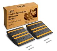 Pyle Rampe de Bordure Antidérapante Antidérapante - Rampe de Seuil pour Usage Intensif avec Bandes Réfléchissantes et Vis d’Expansion - pour Entrées, Trottoirs, Garage, Voiture et Scooter, Lot de 2