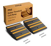 Pyle Rampe de Bordure Antidérapante Antidérapante - Rampe de Seuil pour Usage Intensif avec Bandes Réfléchissantes et Vis d’Expansion - pour Entrées, Trottoirs, Garage, Voiture et Scooter, Lot de 2