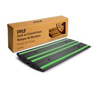 Pyle Rampe de Seuil en Caoutchouc 1,2 m - Rampe Bordure Antidérapante Étanche, Bande Réfléchissante Vertes et Vis d’Expansion, Usage Intensif-Garage, Trottoir, Allée, Voiture, Camion,Fauteuil Roulant