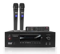 Pyle 1000W Récepteur Home Theater Karaoké Bluetooth - Amplificateur Stéréo 5.2-Ch avec 2 Microphones sans Fil UHF, Pass-Through Vidéo, Support MP3/USB/HDMI/AM/FM Radio - Noir