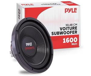 Pyle Subwoofer Auto 12" - Système Haut-Parleur Basse Haute Puissance 1600W, Conus Papier Non-Pressé, 90 DB, 40 Ohm, Magnétique 60 oz, Bobine Double Voix 4 Couches, Noir