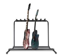 Pyle Support de guitare pliable noir pour 7 guitares électriques, acoustiques et basses avec rembourrage en mousse