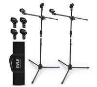 Pyle Support Microphone Réglable - Paire de Trépieds avec Perche, Adaptateur 5/8", Support Boom pour Scène Studio Enregistrement Podcast