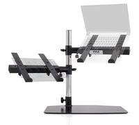 Pyle Support Ordinateur Portable Double - Laptop Stand - Support PC Portable - Hauteur Réglable et Conception Ergonomique pour Mixeur DJ, Équipement Audio, Poste de Travail et Utilisation à Domicile