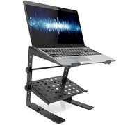 Pyle Support Portable et Réglable pour Ordinateur Portable - Table de Moniteur ou Bureau pour PC de 16 à 28 cm avec Étagère de Rangement et Réglage en Hauteur pour DJ, Gaming, Maison ou Bureau