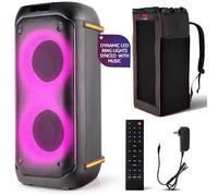 Pyle Système Compact d’Enceinte Bluetooth PA pour Fête, 160 W, Double Haut-Parleur 16,5 cm, Machine à Karaoké avec Micro, Batterie Rechargeable, Radio USB/SD/BT/FM, Fonction TWS et Lumières de Fête