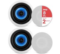 Pyle Système d’Enceinte Murale et Plafond 2 Voies - Enceinte Encastrable Plafond de 20 cm - avec Tweeter à Dôme en Soie de 2,5 cm - Commande des Aigus Ajustable
