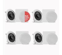 Pyle Système d’Enceinte Plafond Bluetooth 16,5 cm, Système d’Enceinte Plafond/Murale 2 Voies avec Connexions Rapides, Grilles Rondes/Carrées, Amplificateur 4 Canaux, 200 Watts, Haut Parleur Bluetooth