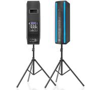 Pyle Système de Haut-Parleur Portable Bluetooth PA 3 Voies Actif & Passif pour l'extérieur Système PA Portable avec entrée Microphone, lumières de fête, trépied Radio FM, télécommande, Noir