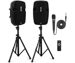Pyle Système de Haut-Parleur Portable Sans Fil - 700W Haute Puissance Bluetooth avec Enceintes Actives et Passives DJ Extérieur, Caisson de Basses, AUX, Supports, 2 Pieds, Microphone, Télécommande