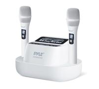 Pyle Système de Microphone sans Fil UHF avec 2 Microphones Rechargeables USB, Anti-brouillage, Haute fidélité, fréquence Fixe, idéal pour Le karaoké, Les conférences, Les Bureaux et Les Performances