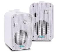 Pyle Système d'Enceinte étanches Intérieur/Extérieur-Paire d'Enceinte Murale/Plafond de 13,3 cm Résistants aux Intempéries-200 Watts RMS, Support Universel, Blanc