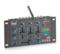 Pyle Table de Mixage DJ Bluetooth - Sans Fil 3 Canaux - Contrôleur Audio avec USB, Entrées RCA Phono/Ligne, 2 Micros avec Talk-Over, Sortie Casque, Crossfader, Écran LED