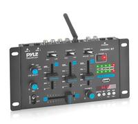 Pyle Table de Mixage DJ Bluetooth - Sans Fil 3 Canaux - Contrôleur Audio avec USB, Entrées RCA Phono/Ligne, 2 Micros avec Talk-Over, Sortie Casque, Crossfader, Écran LED