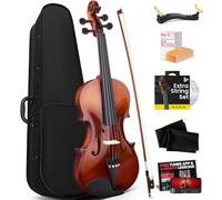 Pyle Violon acoustique 4/4 pour débutants - Ensemble complet de violons avec étui rigide, archet, cordes supplémentaires, colophane, kit complet d'accessoires - Accordeur d'applications mobiles de 2