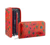 Pylones, Portefeuille - Voyage Coquelicots Tissu Enduit 19 x 11 cm, Rouge