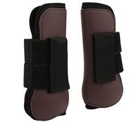 Pyltha Bottes de Soutien pour Cheval, Coque PU Flexible, Protection Antichoc, Confort et Ajustables, Bottes de Saut et Entraînement pour Antérieurs (Pieds Avant Marron XL)