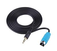 Pyltha Câble Entrée Audio AUX, Adaptateur Mini Jack, Noir et Bleu, Connexion Rapide pour Autoradio Alpine - Compatible Systèmes Audio Voiture, Installation Facile