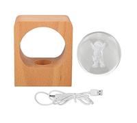 Pyltha Lampe Boule Cristal LED, Veilleuse Avec Socle En Hêtre, Luminosité Réglable, USB Rechargeable - Éclairage Décoratif Vintage Pour Chambre à Coucher (Petit astronaute)
