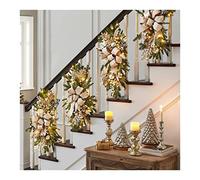 PYLTT Guirlande de Noël pour escaliers, garniture d'escalier lumineuse sans fil, argenté 1 pièce