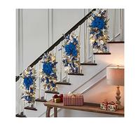 PYLTT Guirlande de Noël pour escaliers, garniture d'escalier lumineuse, guirlande d'escalier sans fil, bleu