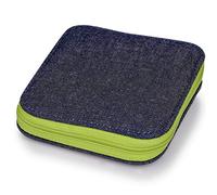Prym - Kit de couture voyage - Boîtier en denim, zip vert, fil, aiguilles, ciseaux, mètre - 1 unité