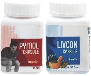 Pymol+Livcon Capsule (30 Cap) Soulage rapidement les saignements, les brûlures et la douleur I pour les piles, les fissures, la fistule, l'inflammation et le rectum