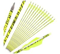 PYMUST 12 flèches de tir à l'arc de 30 Pouces - Matériau Carbone mélangé imprimé léopard, Spine de 500 et Plumes barbelées de 4 Pouces, adaptées à la compétition et à la Chasse (Yellow)