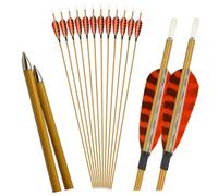 PYMUST 12 flèches en Carbone de 31 Pouces - Spine 900 avec Plumes Naturelles de 3 Pouces, flèches de tir à la Cible pour arcs Classiques et arcs à poulies (Orange)
