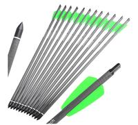 PYMUST 12 pièces Flèches de Chasse en Carbone 7,5/15 Pouces Spine 400 Bolts Flèches Mixtes en Carbone Pointe de flèche 100 Grains Arc Tir à l'arc en Plein air Cible de tir (15inches)