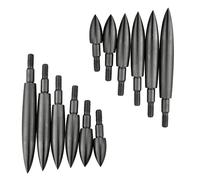PYMUST 12 Pointes de flèches en Acier Inoxydable 100/150 / 200/250 / 300/350 Grain pour l'entraînement au tir à l'arc têtes de vis Chasse Arc flèche Points cibles (Black,250Grain)