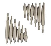 PYMUST 12 Pointes de flèches en Acier Inoxydable 100/150 / 200/250 / 300/350 Grain pour l'entraînement au tir à l'arc têtes de vis Chasse Arc flèche Points cibles (Silver,Set)