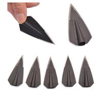 PYMUST 12pcs 115grain Bogenschießen Schießen Breiten Kopf mit Klingen Stahl Pfeilköpfe Pfeile Mantel geformten großen Pfeilkopf für Recurve Bogenschießen und Compound Bogenschießen (Noir)