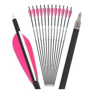 PYMUST 12pcs flèches en Carbone pour Le tir à l'arc Colonne vertébrale de 500 à 30 Pouces de Longueur avec des Plumes Naturelles de 4 Pouces et des Embouts Amovibles à 100 Grains (Rose)