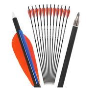 PYMUST 12pcs flèches en Carbone pour Le tir à l'arc Colonne vertébrale de 500 à 30 Pouces de Longueur avec des Plumes Naturelles de 4 Pouces et des Embouts Amovibles à 100 Grains (Orange)