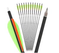 PYMUST 12pcs flèches en Carbone pour Le tir à l'arc Colonne vertébrale de 500 à 30 Pouces de Longueur avec des Plumes Naturelles de 4 Pouces et des Embouts Amovibles à 100 Grains (Vert)