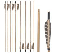 PYMUST 6 flèches en Bambou de 85 cm - Plumes Naturelles de 12,7 cm pour arcs Traditionnels et recurves