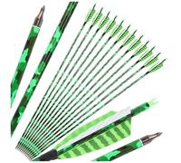PYMUST Archery Carbon Arrow 6/12PCS - SP500 Spine with 4" Feathers, 6.2mm Inner Diameter for Bow Hunting & Shooting Target Practice (Green,6pcs)
