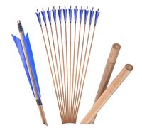 PYMUST Flèches en Bambou Faites Main - 6/12 pièces - Plumes de 5 Pouces et hampe de 33 Pouces, compatibles avec l'arc Long et l'arc recourbé pour la Chasse et l'entraînement à l'archerie (6pcs, Bleu)