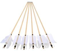 PYMUST Flèches en Bois à Quatre Plumes, flèches Cible 32 Pouces en Bois Blanc indonésien avec Plumes de Dinde Naturelles pour Arc Classique et Arc composé