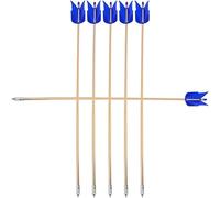PYMUST Flèches en Bois à Quatre Plumes, flèches Cible 32 Pouces en Bois Blanc indonésien avec Plumes de Dinde Naturelles pour Arc Classique et Arc composé
