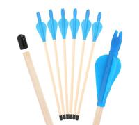 PYMUST Lot de 6/12 flèches en Bois avec Tige de 30/40/50 cm, Embout en Caoutchouc de sécurité et Pointe, pour Jeux de tir à la flèche, Divertissement Familial (6, Bleu, 30cm)