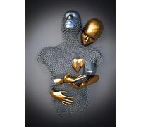 PYNVDD Figurine en métal Statue Art Toile Peinture Romantique Couple étreinte Sculpture Poster 3D Amoureux Sculpture Poster - Sans cadre (1 pièce-50 x 70 cm, Figure-05)