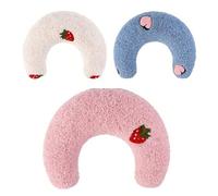 Pynzeka 3pcs Oreiller pour Chat Petit Oreiller d'accompagnement en Forme U Support de Cou (Rose + Blanc + Bleu)